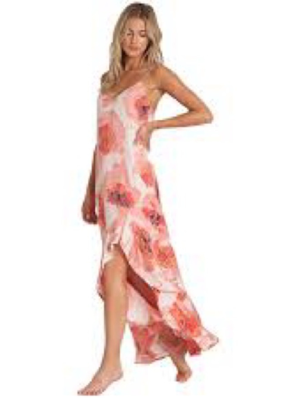Billabong Pink Floral High-Low Slip Dress